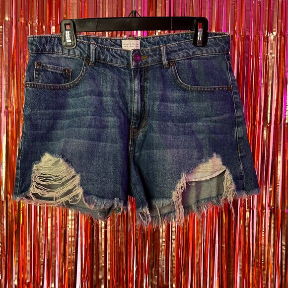 Friday's Project High Waisted Denim Shorts Size 8 - Picture 1 of 4